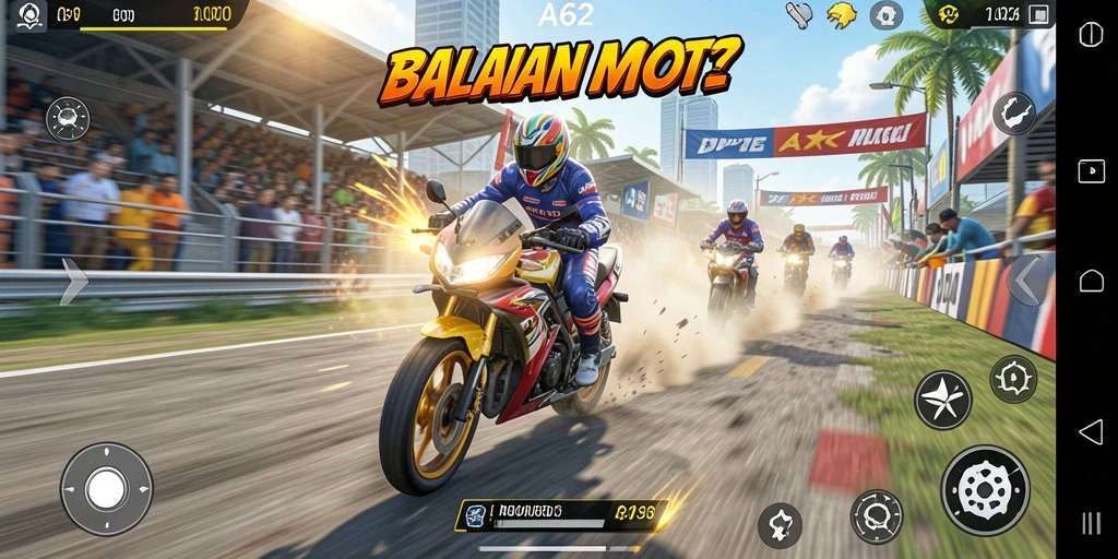 Gameplay intens balap motor di AA62 dengan grafis yang memukau.