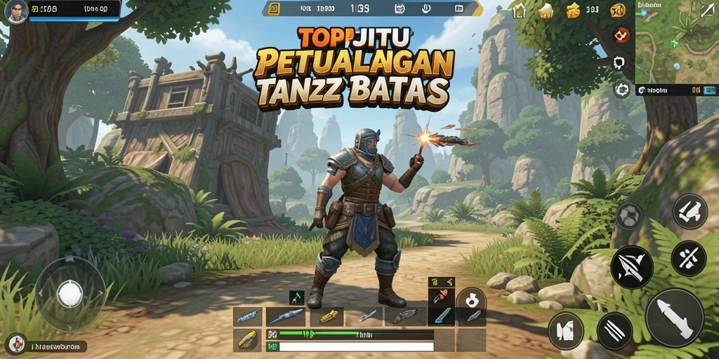 Screenshot gameplay TOPJITU menampilkan petualangan seru di dunia terbuka.